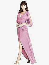 Front View Thumbnail - Powder Pink Split Sleeve Backless Chiffon Maxi Dress