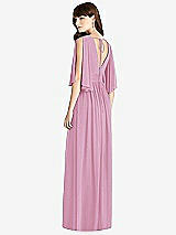 Rear View Thumbnail - Powder Pink Split Sleeve Backless Chiffon Maxi Dress