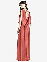 Rear View Thumbnail - Coral Pink Split Sleeve Backless Chiffon Maxi Dress