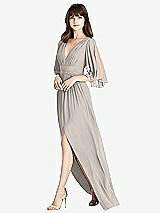 Front View Thumbnail - Taupe Split Sleeve Backless Chiffon Maxi Dress