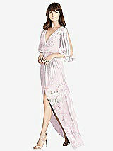 Front View Thumbnail - Watercolor Print Split Sleeve Backless Chiffon Maxi Dress