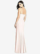 Rear View Thumbnail - Blush Seamed Bodice Crepe Trumpet Gown with Front Slit