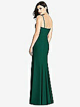 Rear View Thumbnail - Hunter Green Seamed Bodice Crepe Trumpet Gown with Front Slit