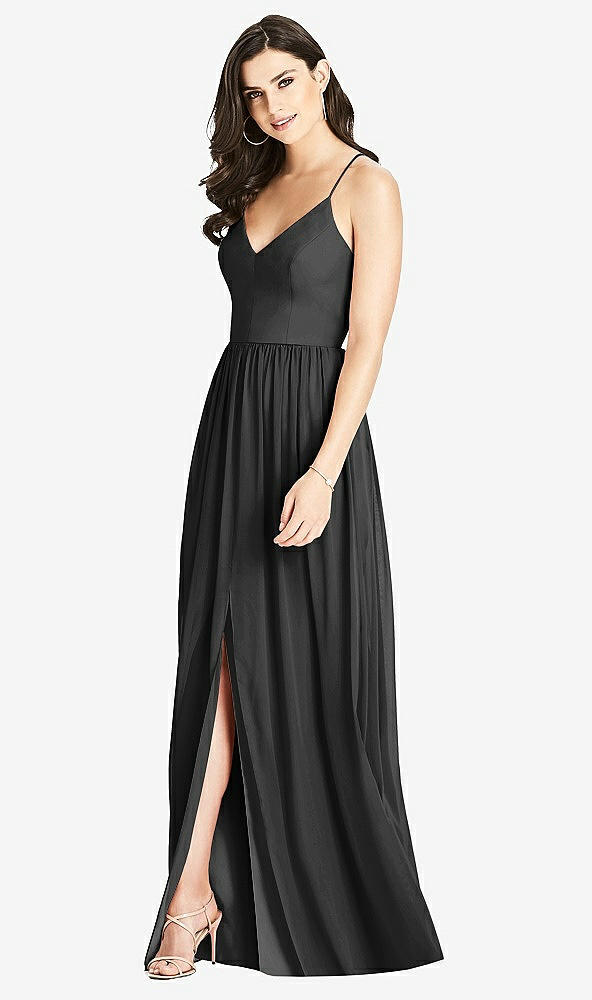 Front View - Black Criss Cross Strap Backless Maxi Dress