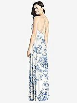 Rear View Thumbnail - Cottage Rose Dusk Blue Criss Cross Strap Backless Maxi Dress