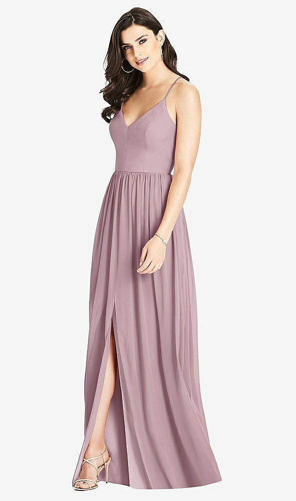 Front View - Dusty Rose Criss Cross Strap Backless Maxi Dress