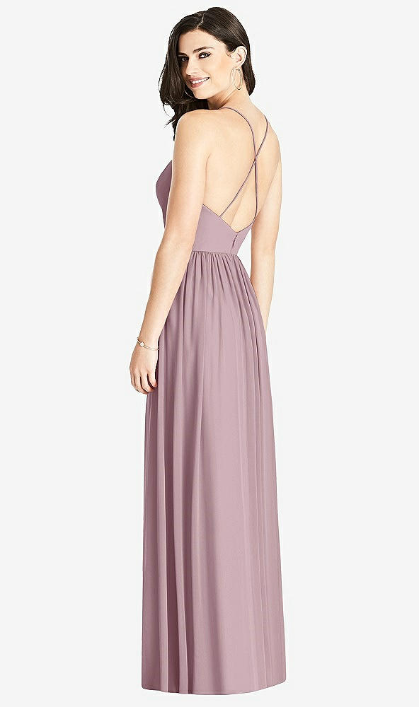 Back View - Dusty Rose Criss Cross Strap Backless Maxi Dress