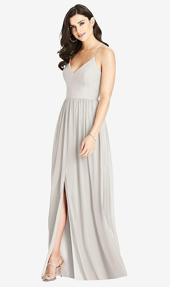 Front View - Oyster Criss Cross Strap Backless Maxi Dress