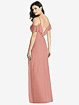 Rear View Thumbnail - Desert Rose Ruffled Cold-Shoulder Chiffon Maxi Dress
