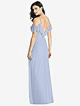Rear View Thumbnail - Sky Blue Ruffled Cold-Shoulder Chiffon Maxi Dress