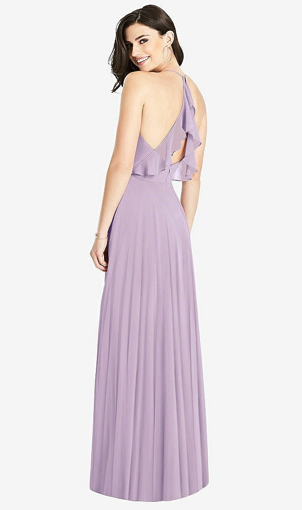 Front View - Pale Purple Ruffled Strap Cutout Wrap Maxi Dress