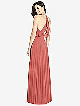 Front View Thumbnail - Coral Pink Ruffled Strap Cutout Wrap Maxi Dress