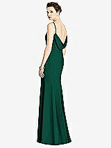 Front View Thumbnail - Hunter Green Bateau-Neck Open Cowl-Back Trumpet Gown