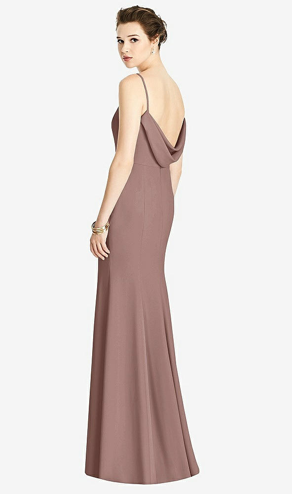 Front View - Sienna Bateau-Neck Open Cowl-Back Trumpet Gown