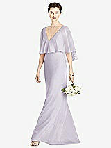 Front View Thumbnail - Moondance V-Back Trumpet Gown with Draped Cape Overlay