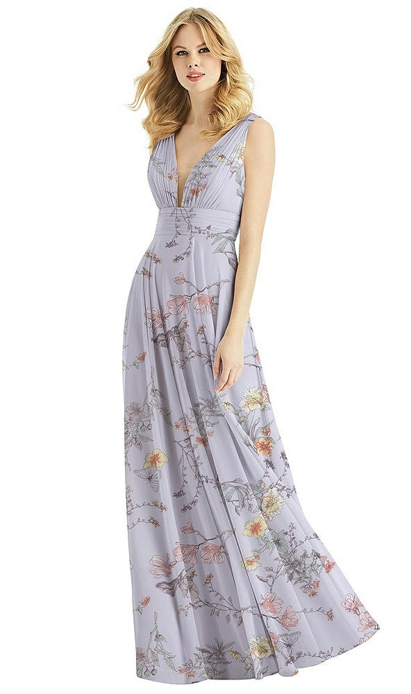 Front View - Butterfly Botanica Silver Dove & Light Nude Bella Bridesmaids Dress BB109