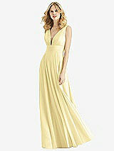 Front View Thumbnail - Pale Yellow & Light Nude Bella Bridesmaids Dress BB109