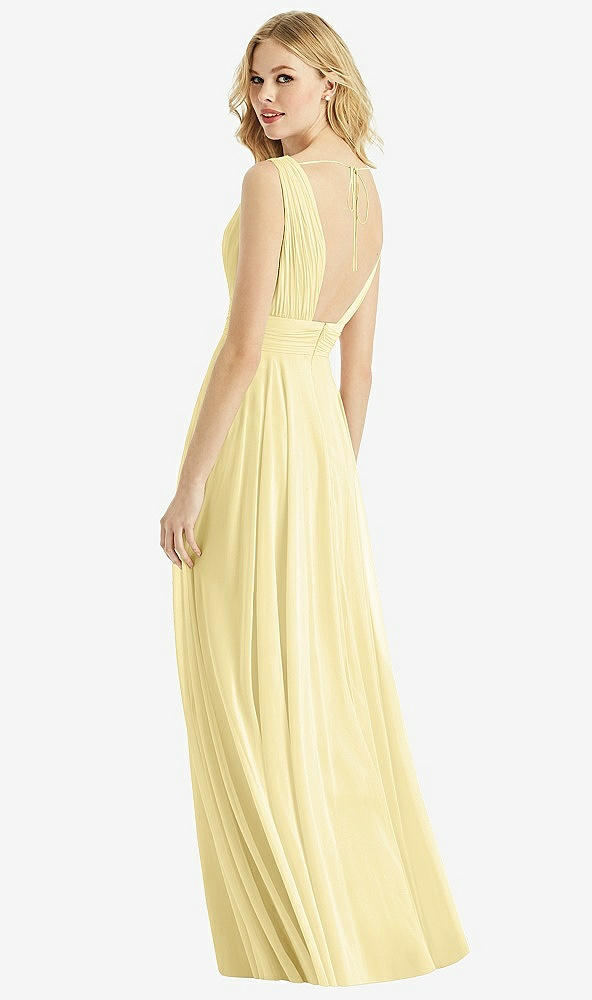 Back View - Pale Yellow & Light Nude Bella Bridesmaids Dress BB109