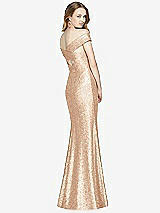 Rear View Thumbnail - Rose Gold Mermaid Maxi Sequin Cap Sleeve Dress