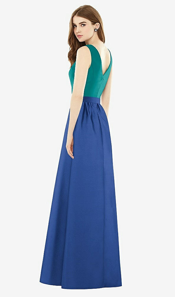 Back View - Classic Blue & Jade Alfred Sung Bridesmaid Dress D752