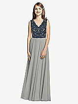 Front View Thumbnail - Chelsea Gray & Midnight Navy Dessy Collection Junior Bridesmaid Dress JR542