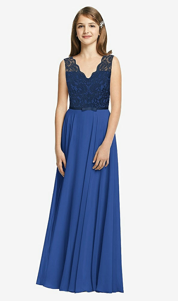 Front View - Classic Blue & Midnight Navy Dessy Collection Junior Bridesmaid Dress JR542