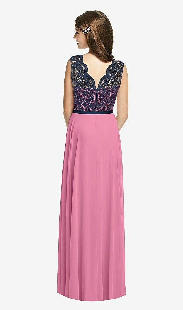 Back View - Orchid Pink & Midnight Navy Dessy Collection Junior Bridesmaid Dress JR542