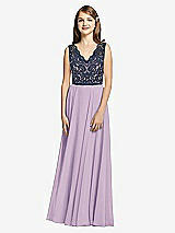 Front View Thumbnail - Pale Purple & Midnight Navy Dessy Collection Junior Bridesmaid Dress JR542
