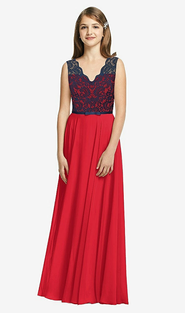 Front View - Parisian Red & Midnight Navy Dessy Collection Junior Bridesmaid Dress JR542