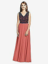 Front View Thumbnail - Coral Pink & Midnight Navy Dessy Collection Junior Bridesmaid Dress JR542