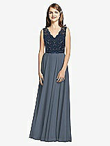 Front View Thumbnail - Silverstone & Midnight Navy Dessy Collection Junior Bridesmaid Dress JR542