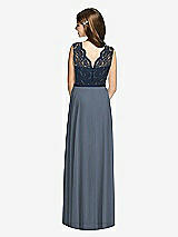 Rear View Thumbnail - Silverstone & Midnight Navy Dessy Collection Junior Bridesmaid Dress JR542