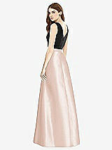 Rear View Thumbnail - Cameo & Black Sleeveless A-Line Satin Dress with Pockets