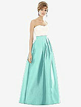 Front View Thumbnail - Coastal & Ivory Strapless Pleated Skirt Maxi Dress with Pockets