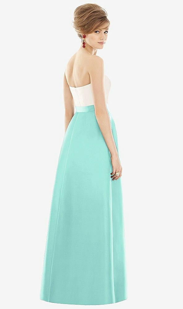 Back View - Coastal & Ivory Strapless Pleated Skirt Maxi Dress with Pockets