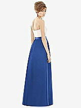 Rear View Thumbnail - Classic Blue & Ivory Strapless Pleated Skirt Maxi Dress with Pockets