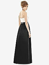 Rear View Thumbnail - Black & Ivory Strapless Pleated Skirt Maxi Dress with Pockets