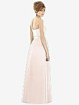 Rear View Thumbnail - Blush & Ivory Strapless Pleated Skirt Maxi Dress with Pockets