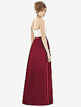 Rear View Thumbnail - Burgundy & Ivory Strapless Pleated Skirt Maxi Dress with Pockets