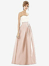 Front View Thumbnail - Cameo & Ivory Strapless Pleated Skirt Maxi Dress with Pockets