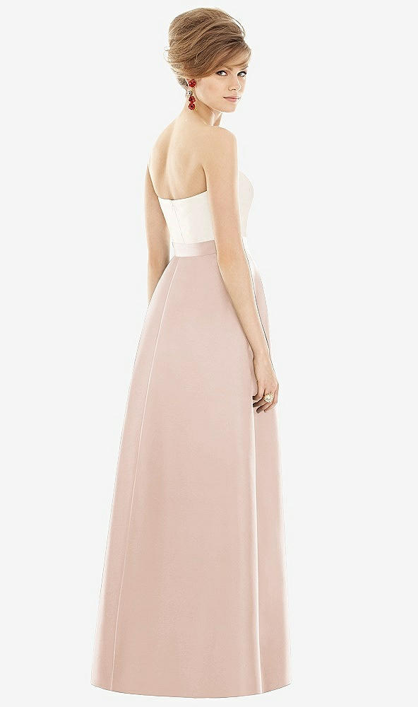 Back View - Cameo & Ivory Strapless Pleated Skirt Maxi Dress with Pockets