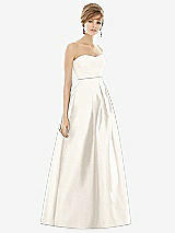 Front View Thumbnail - Ivory & Ivory Strapless Pleated Skirt Maxi Dress with Pockets