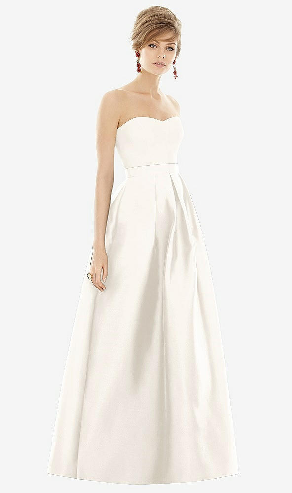 Front View - Ivory & Ivory Strapless Pleated Skirt Maxi Dress with Pockets