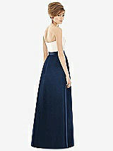 Rear View Thumbnail - Midnight Navy & Ivory Strapless Pleated Skirt Maxi Dress with Pockets