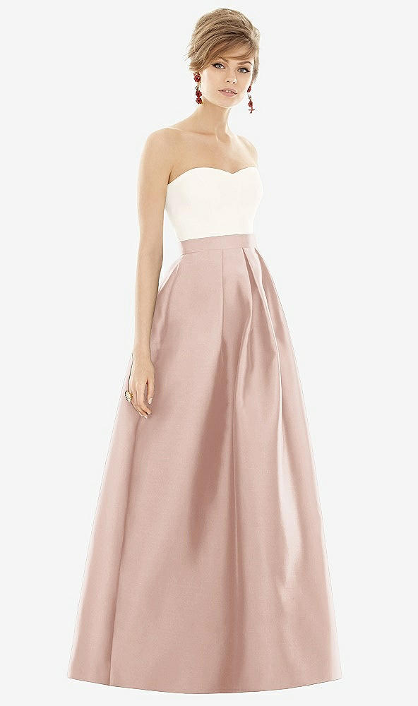 Front View - Toasted Sugar & Ivory Strapless Pleated Skirt Maxi Dress with Pockets
