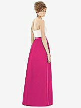 Rear View Thumbnail - Think Pink & Ivory Strapless Pleated Skirt Maxi Dress with Pockets