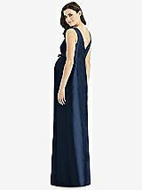 Rear View Thumbnail - Midnight Navy Sleeveless Satin Twill Maternity Dress