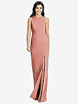 Front View Thumbnail - Desert Rose Diamond Cutout Back Trumpet Gown with Front Slit