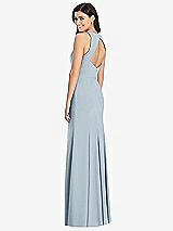 Rear View Thumbnail - Mist Diamond Cutout Back Trumpet Gown with Front Slit