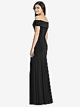 Rear View Thumbnail - Black Cuffed Off-the-Shoulder Trumpet Gown